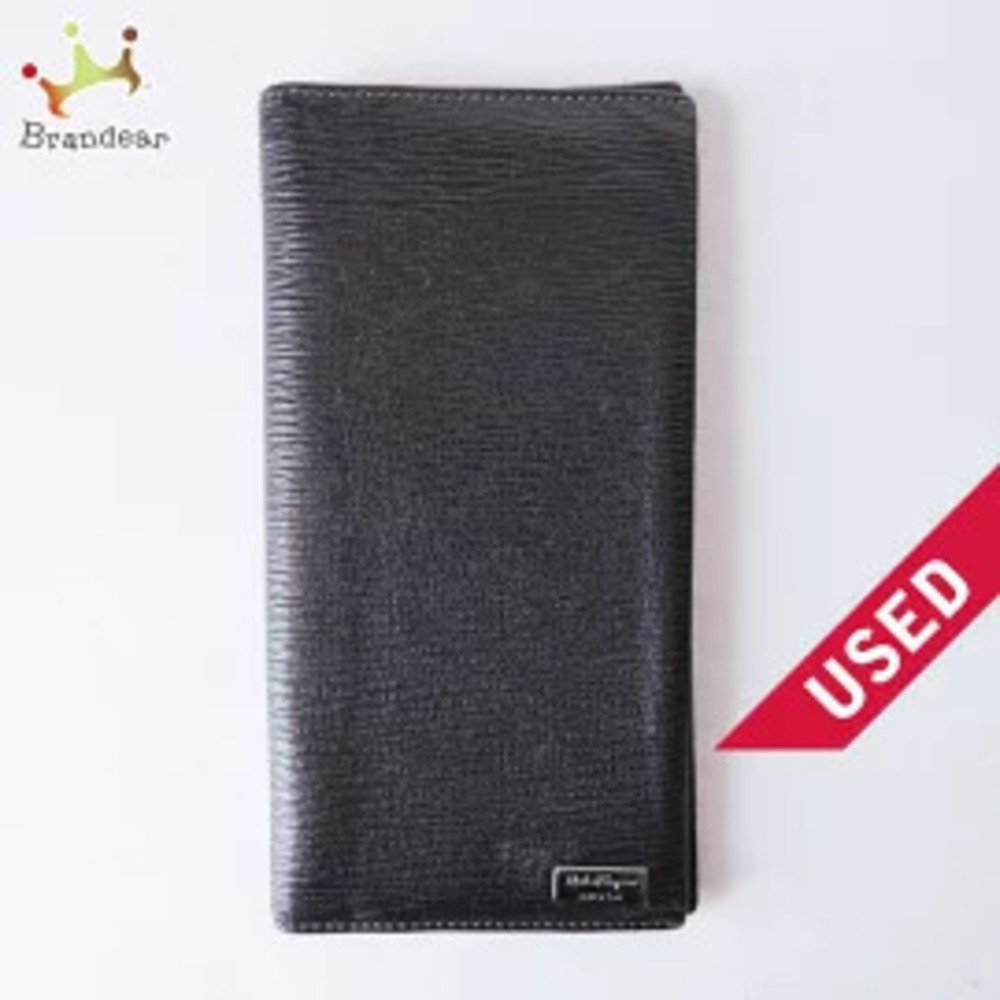 Salvatore Ferragamo Long Wallet Black Leather